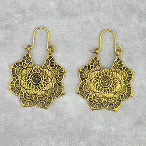 Gold Hoop Floral Leaf Dangle Bohemian Hook Fashion Jewelry Earrings Retro JB2-80